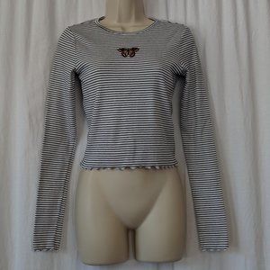 Hollister Striped Cropped Top Size Medium